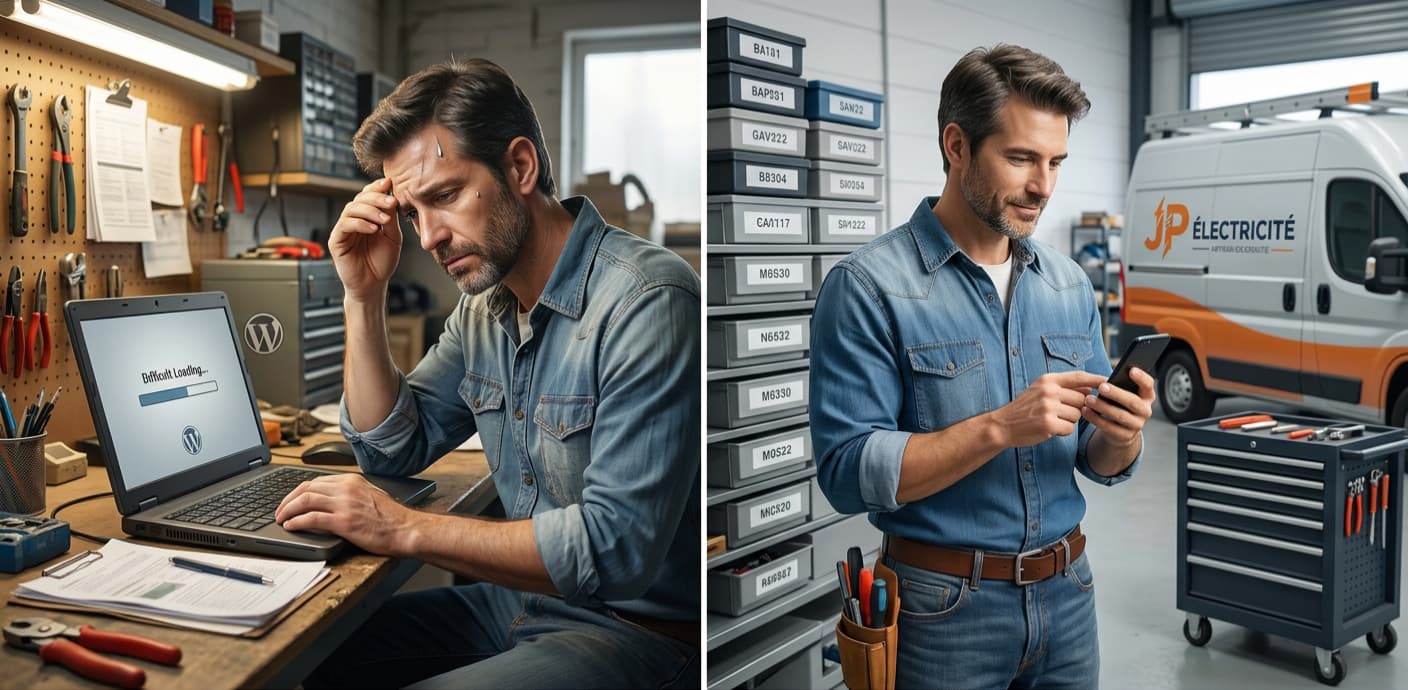 Comparaison entre une architecture WordPress lourde et un site sur-mesure Next.js